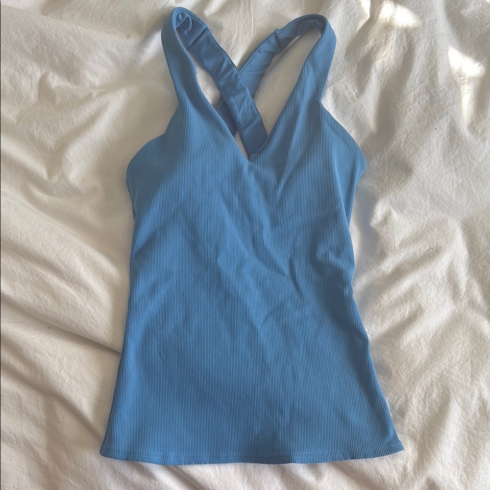 Blue V-Neck Women's Top